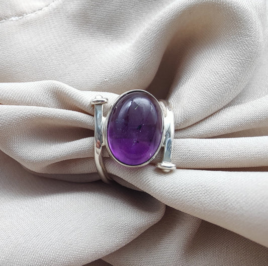 925 SOLID STERLING SILVER NATURAL AMETHYST HANDMADE RING, ALL SIZES AVAILABLE