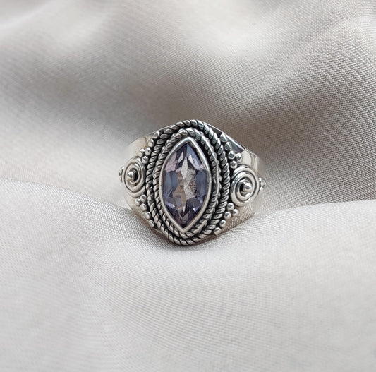 925 SOLID STERLING SILVER NATURAL AMETHYST FACETED CUT GEMSTONE HANDMADE RING, ALL SIZES AVAILABLE