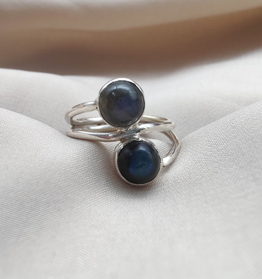 925 SOLID STERLING SILVER NATURAL LABRADORITE GEMSTONE HANDMADE RING, ALL SIZES AVAILABLE