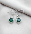 925 SOLID STERLING SILVER NATURAL GREEN ONYX GEMSTONE DANGLING EARRING