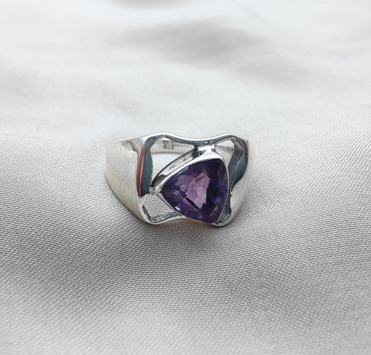 925 SOLID STERLING SILVER NATURAL AMETHYST GEMSTONE HANDMADE RING, ALL SIZES AVAILABLE