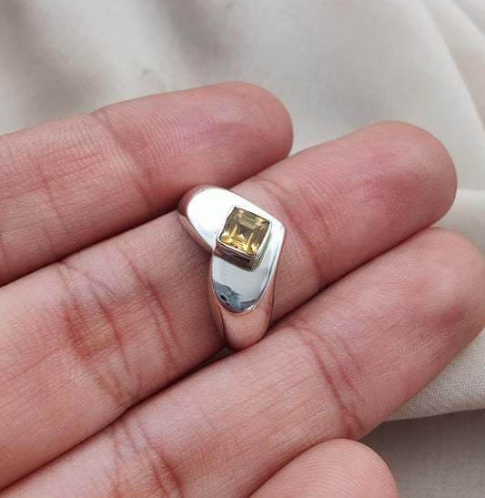 925 SOLID STERLING SILVER NATURAL CITRINE GEMSTONE HANDMADE RING HEART DESIGN , ALL SIZES AVAILABLE