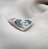925 SOLID STERLING SILVER NATURAL MOTHER OF PEARL GEMSTONE HANDMADE RING HEART DESIGN , ALL SIZES AVAILABLE