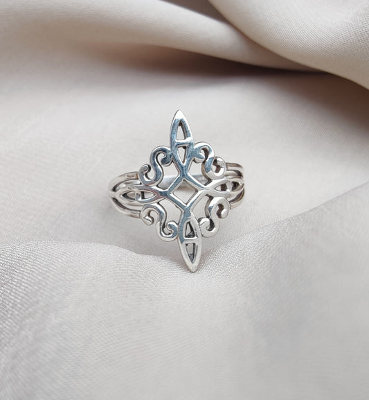 925 SOLID STERLING SILVER FILIGREE RING GOTHIC MEDIEVAL, ALL SIZES AVAILABLE