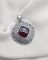 925 SOLID STERLING SILVER NATURAL GARNET GEMSTONE HANDMADE PENDANT