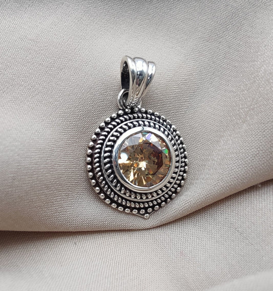925 SOLID STERLING SILVER NATURAL CITRINE GEMSTONE HANDMADE PENDANT