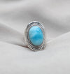 925 SOLID STERLING SILVER NATURAL LARIMAR GEMSTONE HANDMADE RING , ALL SIZES AVAILABLE