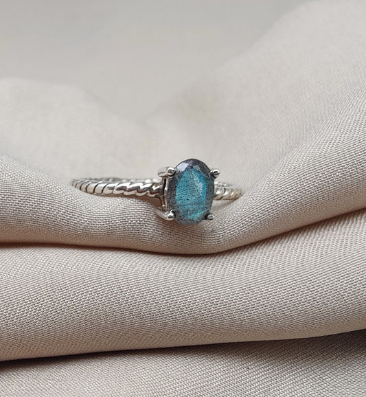 925 SOLID STERLING SILVER NATURAL LABRADORITE GEMSTONE HANDMADE RING, ALL SIZES AVAILABLE