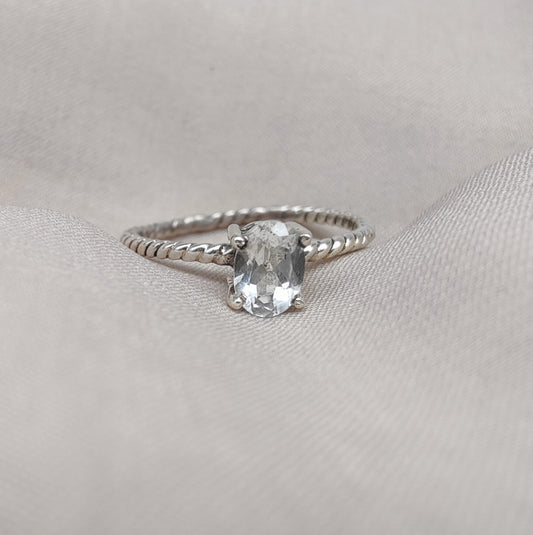 925 SOLID STERLING SILVER NATURAL CRYSTAL QUARTZ GEMSTONE HANDMADE RING, ALL SIZES AVAILABLE