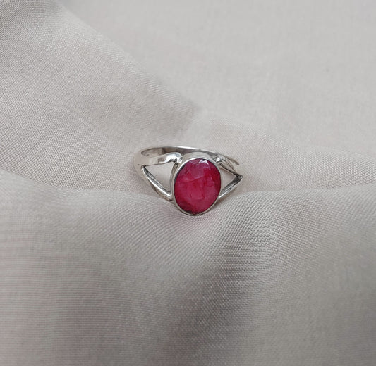 925 SOLID STERLING SILVER NATURAL RUBY GEMSTONE HANDMADE RING, ALL SIZES AVAILABLE