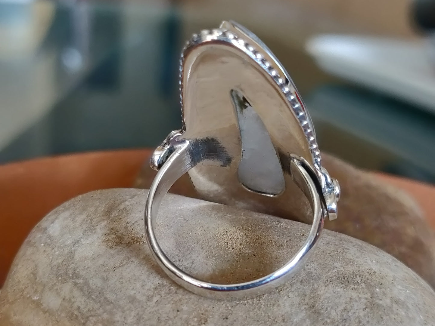 925 SOLID STERLING SILVER NATURAL RAINBOW MOONSTONE GEMSTONES HANDMADE RING, ALL SIZES AVAILABLE