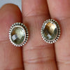 925 SOLID STERLING SILVER NATURAL LEMON QUARTZ GEMSTONE STUD EARRING