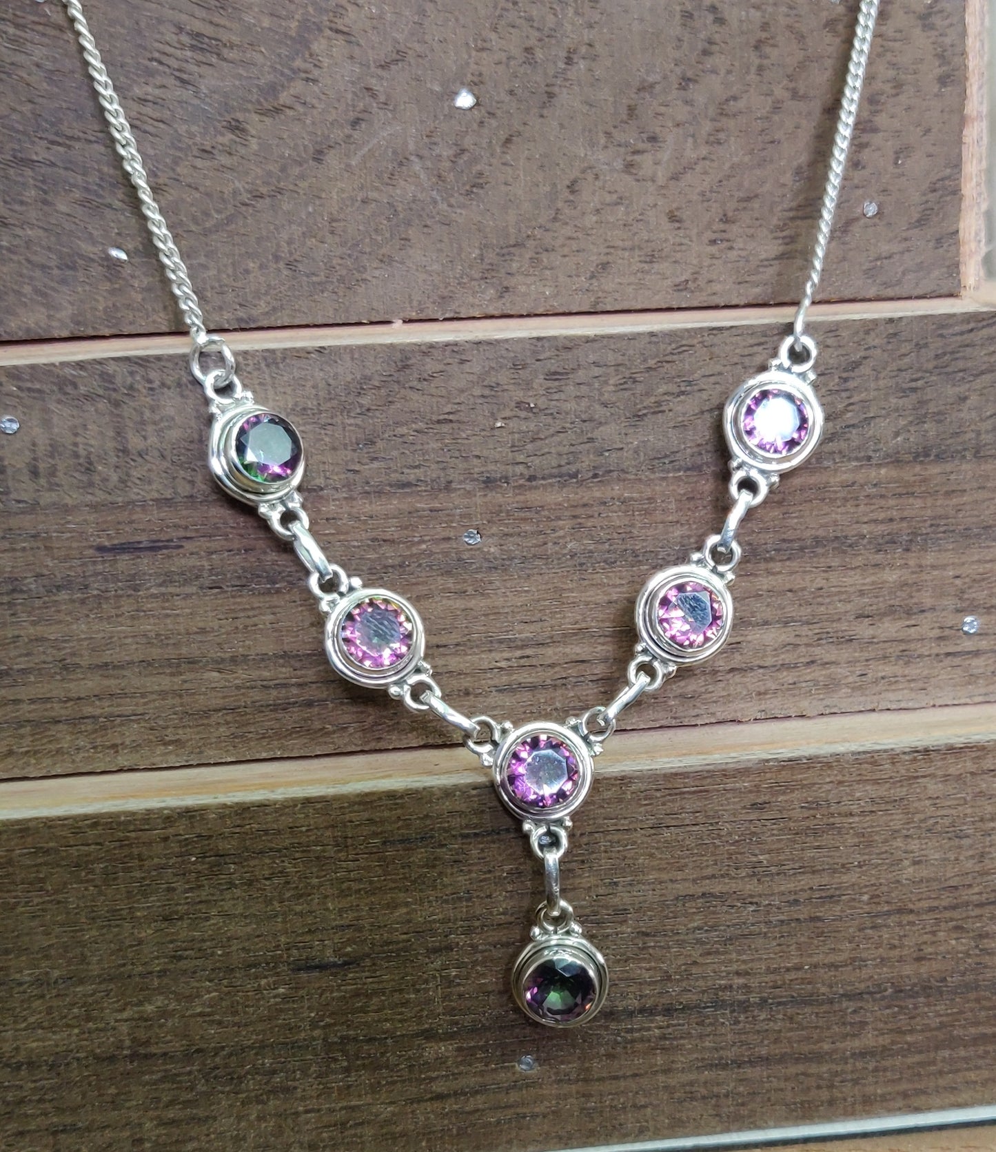 925 SOLID STERLING SILVER NATURAL MYSTIC QUARTZ HANDMADE NECKLACE,18 INCHES