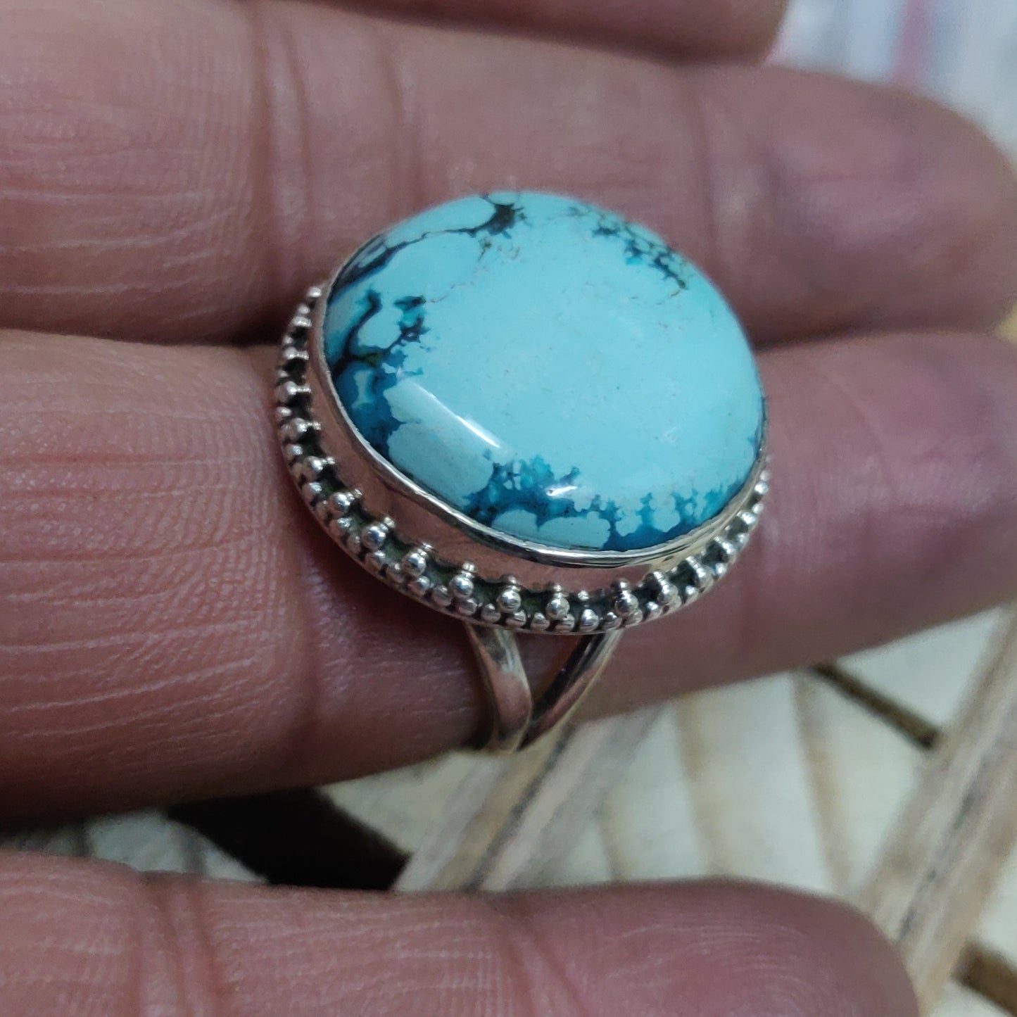 925 SOLID STERLING SILVER NATURAL TURQUOISE GEMSTONES HANDMADE RING, ALL SIZES AVAILABLE