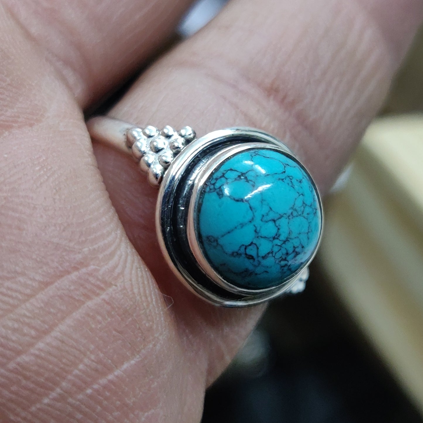 925 SOLID STERLING SILVER NATURAL TURQUOISE GEMSTONES HANDMADE RING, ALL SIZES AVAILABLE