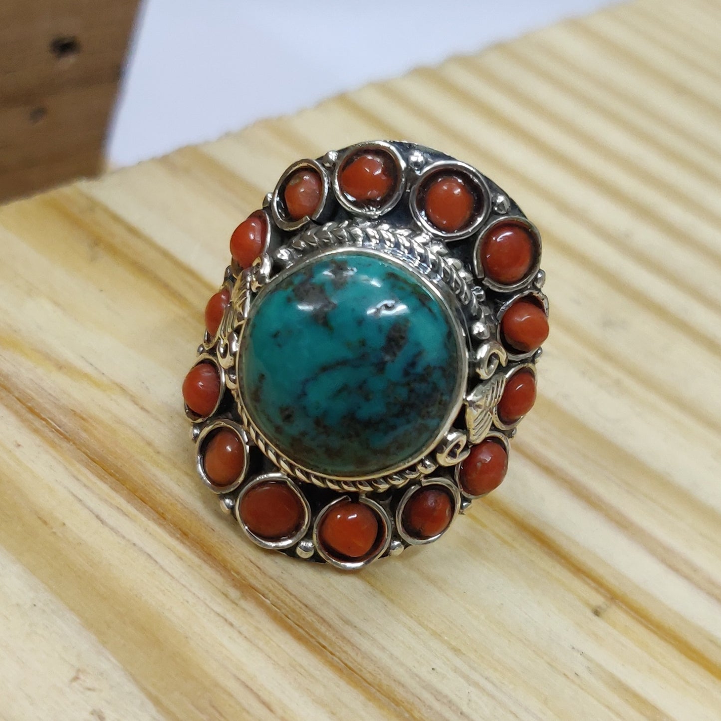 925 SOLID STERLING SILVER NATURAL TURQUOISE GEMSTONES HANDMADE RING, ALL SIZES AVAILABLE