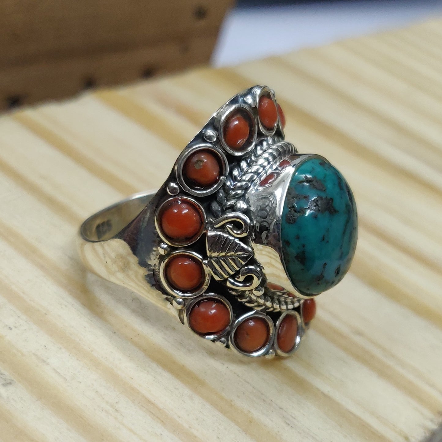 925 SOLID STERLING SILVER NATURAL TURQUOISE GEMSTONES HANDMADE RING, ALL SIZES AVAILABLE