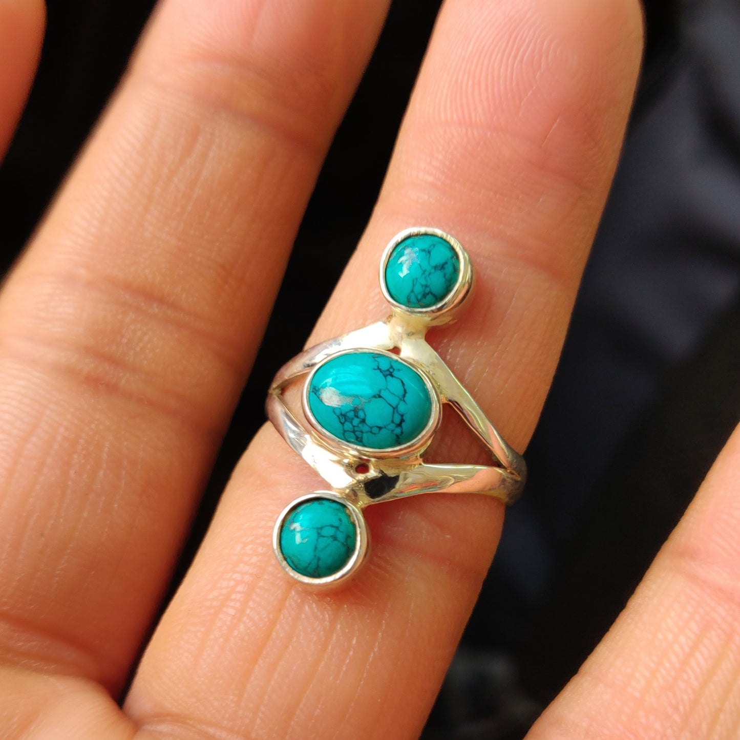 925 SOLID STERLING SILVER NATURAL TURQUOISE GEMSTONES HANDMADE RING, ALL SIZES AVAILABLE