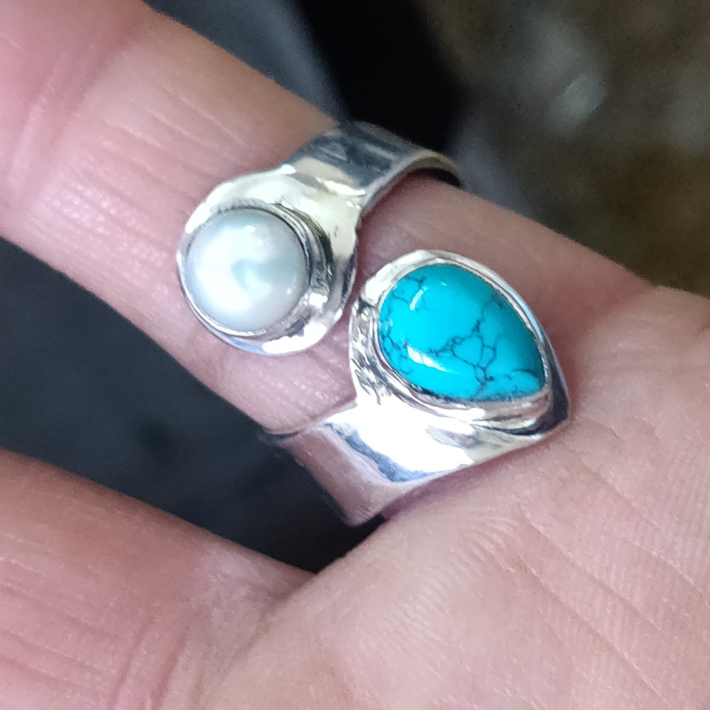 925 SOLID STERLING SILVER NATURAL TURQUOISE GEMSTONES HANDMADE RING, ALL SIZES AVAILABLE