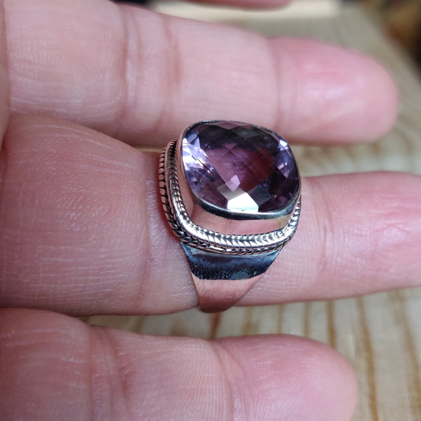 925 SOLID STERLING SILVER NATURAL PURPLE AMETHYST GEMSTONES HANDMADE RING, ALL SIZES AVAILABLE