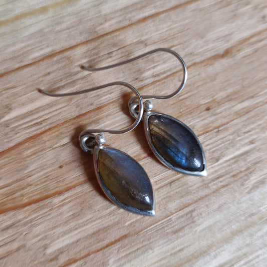 925 SOLID STERLING SILVER NATURAL LABRADORITE GEMSTONE HOOK EARRING