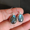 925 SOLID STERLING SILVER NATURAL LABRADORITE GEMSTONE HOOK EARRING
