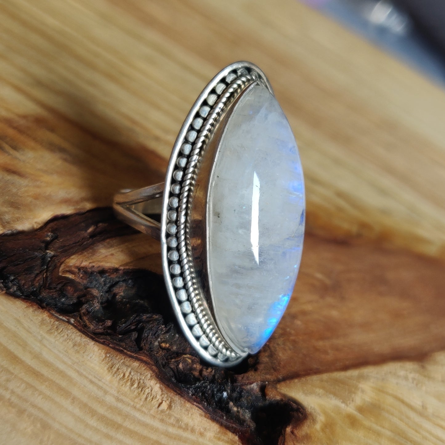 925 SOLID STERLING SILVER NATURAL RAINBOW MOONSTONE GEMSTONES HANDMADE RING, ALL SIZES AVAILABLE