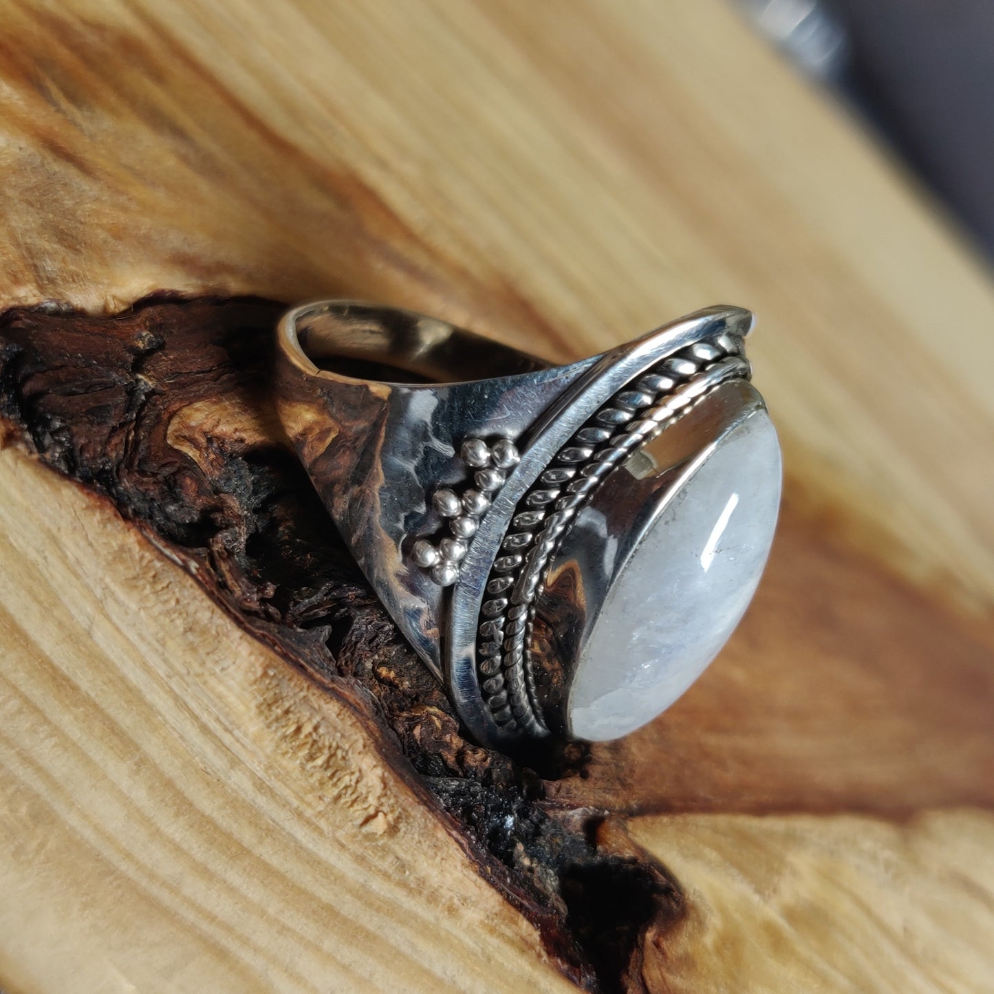 925 SOLID STERLING SILVER NATURAL RAINBOW MOONSTONE GEMSTONES HANDMADE RING, ALL SIZES AVAILABLE