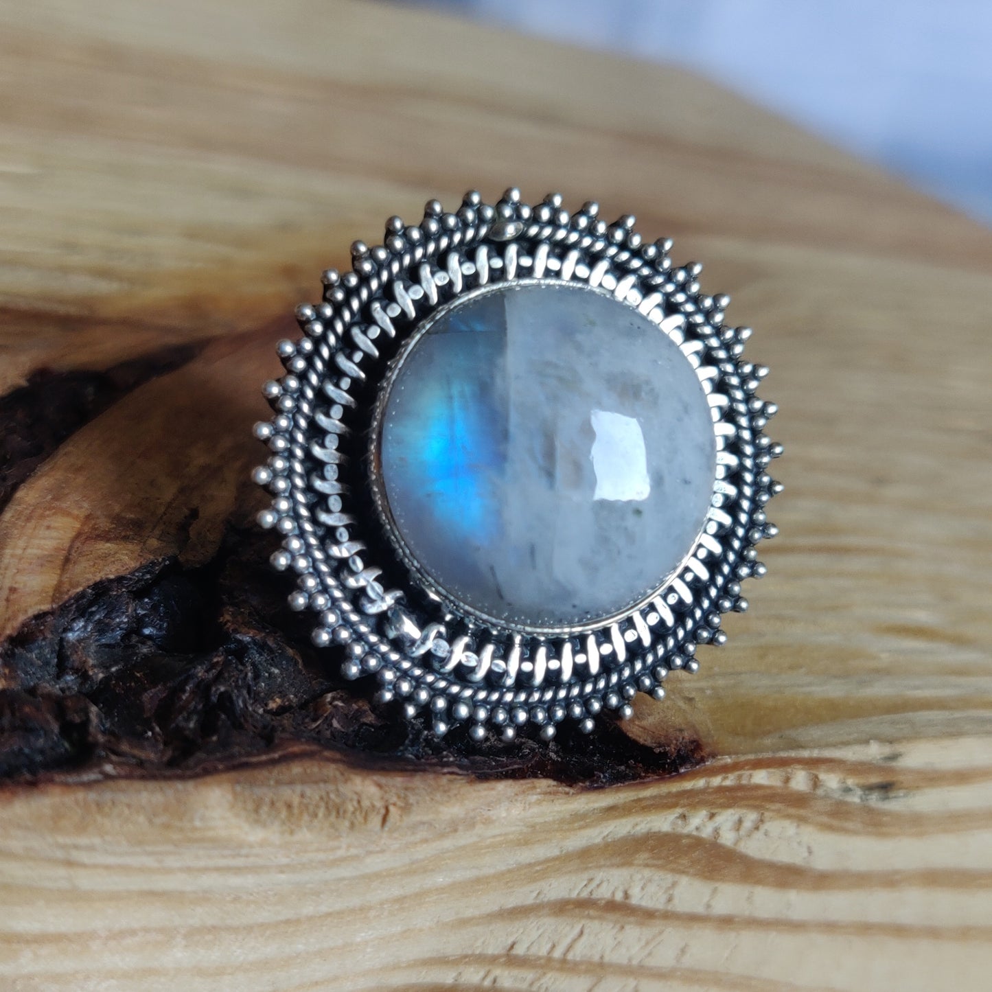 925 SOLID STERLING SILVER NATURAL RAINBOW MOONSTONE GEMSTONES HANDMADE RING, ALL SIZES AVAILABLE