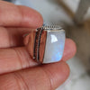 925 SOLID STERLING SILVER NATURAL RAINBOW MOONSTONE GEMSTONES HANDMADE RING, ALL SIZES AVAILABLE