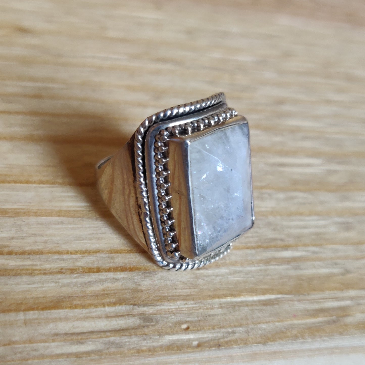 925 SOLID STERLING SILVER NATURAL RAINBOW MOONSTONE GEMSTONES HANDMADE RING, ALL SIZES AVAILABLE