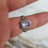 925 SOLID STERLING SILVER NATURAL RAINBOW MOONSTONE GEMSTONES HANDMADE RING, ALL SIZES AVAILABLE