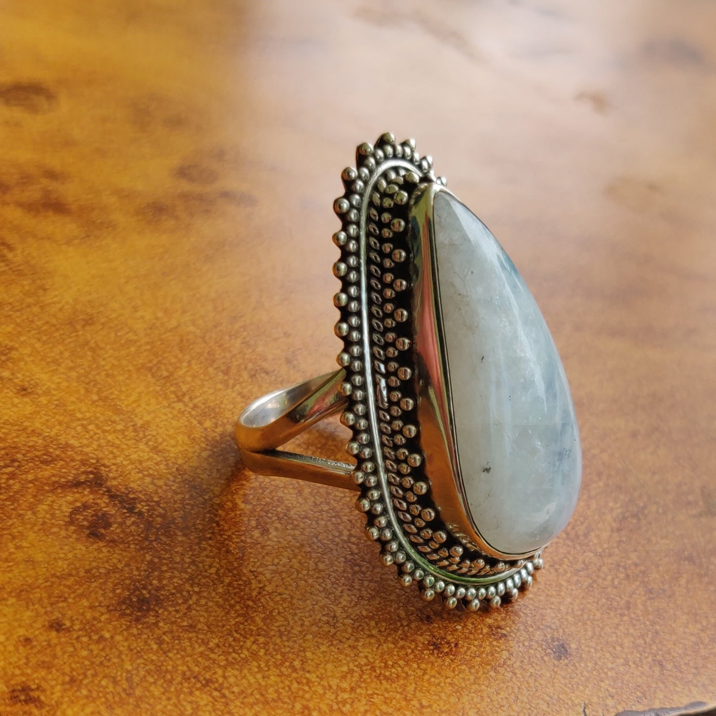 925 SOLID STERLING SILVER NATURAL RAINBOW MOONSTONE GEMSTONES HANDMADE RING, ALL SIZES AVAILABLE