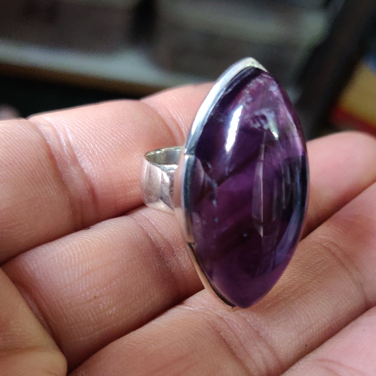 925 SOLID STERLING SILVER NATURAL PURPLE AMETHYST GEMSTONES HANDMADE RING, ALL SIZES AVAILABLE