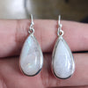 925 SOLID STERLING SILVER NATURAL RAINBOW MOONSTONE GEMSTONE HOOK EARRING