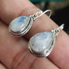 925 SOLID STERLING SILVER NATURAL RAINBOW MOONSTONE GEMSTONE HOOK EARRING