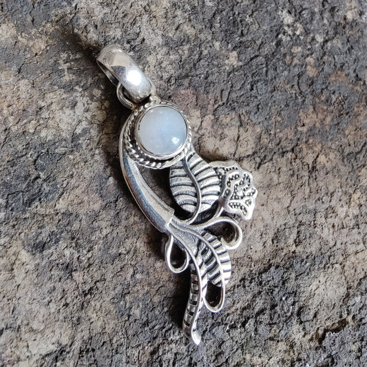 925 SOLID STERLING SILVER NATURAL RAINBOW MOONSTONE GEMSTONE HOOK EARRING