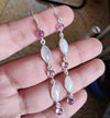 925 SOLID STERLING SILVER NATURAL RAINBOW MOONSTONE GEMSTONE HOOK EARRING
