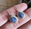 925 SOLID STERLING SILVER NATURAL KYANITE GEMSTONE HOOK EARRING
