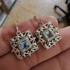 925 SOLID STERLING SILVER NATURAL BLUE QUARTZ GEMSTONE HOOK EARRING