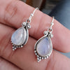 925 SOLID STERLING SILVER NATURAL RAINBOW MOONSTONE GEMSTONE HOOK EARRING