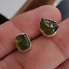 925 SOLID STERLING SILVER NATURAL PERIDOT GEMSTONE STUD EARRING