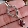 925 SOLID STERLING SILVER NATURAL GARNET GEMSTONE HOOK EARRING