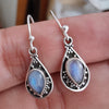 925 SOLID STERLING SILVER NATURAL BLUE SAPPHIRE GEMSTONE HOOK EARRING