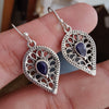 925 SOLID STERLING SILVER NATURAL BLUE SAPPHIRE GEMSTONE HOOK EARRING