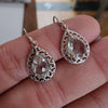 925 SOLID STERLING SILVER NATURAL GREEN AMETHYST GEMSTONE HOOK EARRING