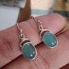 925 SOLID STERLING SILVER NATURAL BLUE CHALCEDONY GEMSTONE HOOK EARRING