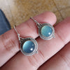 925 SOLID STERLING SILVER NATURAL BLUE CHALCEDONY GEMSTONE HOOK EARRING