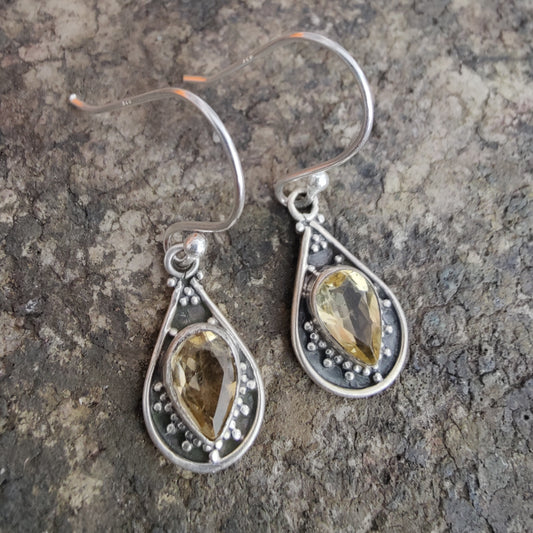 925 SOLID STERLING SILVER NATURAL PURPLE AMETHYST GEMSTONE HOOK EARRING