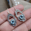 925 SOLID STERLING SILVER NATURAL BLUE QUARTZ GEMSTONE HOOK EARRING